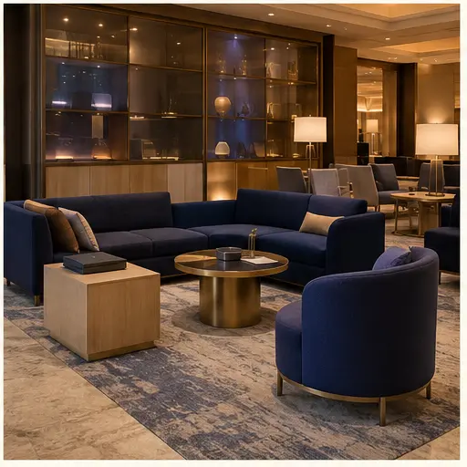 Illustrative branded event guest lounge