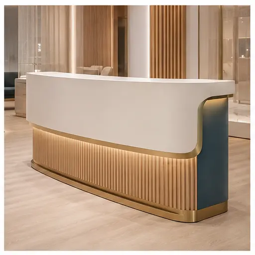 Illustrative exhibition reception counter