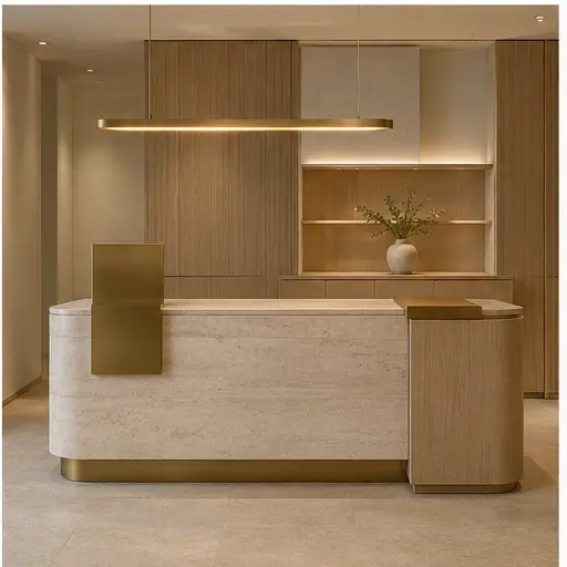 Illustrative branded retail service counter